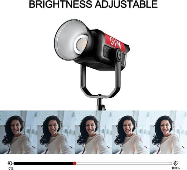 Lampe vidéo LED GVM Pro 400B 400 W, Monture Bowens, CRI97+, température de Couleur 2700-6800 K, 14 500 lux/㎡, contrôle APP, Couvercle Standard 45°, Console dédiée