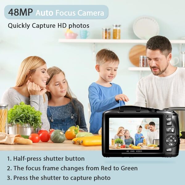 Ade Appareil Photo numérique, 48MP 4K UHD Appareil Photo Bridge Zoom numérique 16x et Macro Objectif, Appareil Photo Compact avec Tableau de Bord Rotatif pour débutant, Carte SD de 32 Go