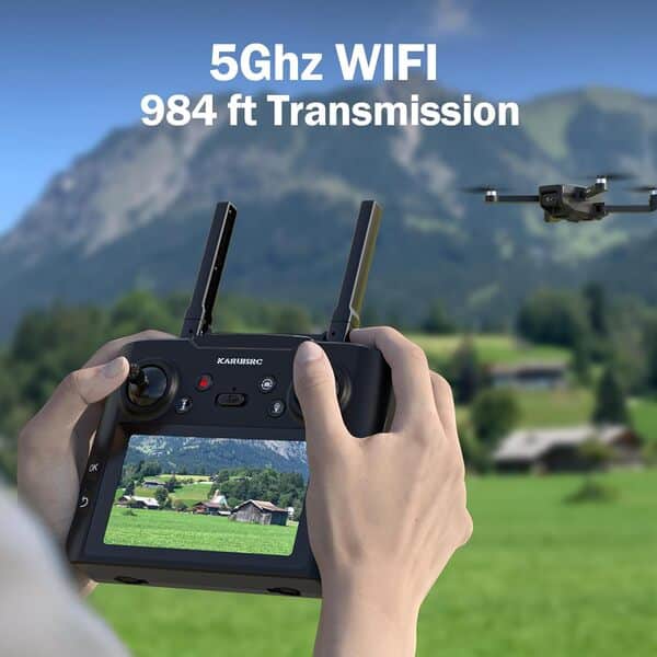 K600 GPS Drone avec Caméra 4K, télécommande avec UHD écran, Drone Pliable Résistant au Vent avec Carte SD, Drone avec Valise de Transport, vol Stationnaire Automatique Convient aux Adultes