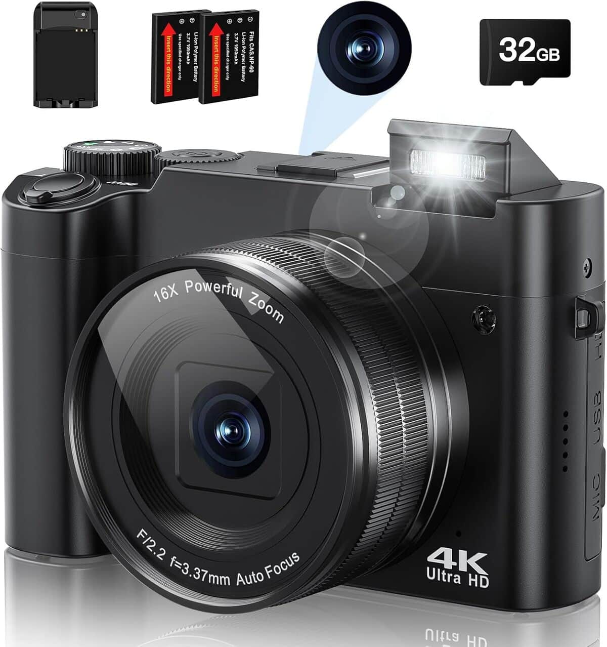 Test : appareil photo numérique 4K 64MP avec autofocus et zoom 16X par modèle portable