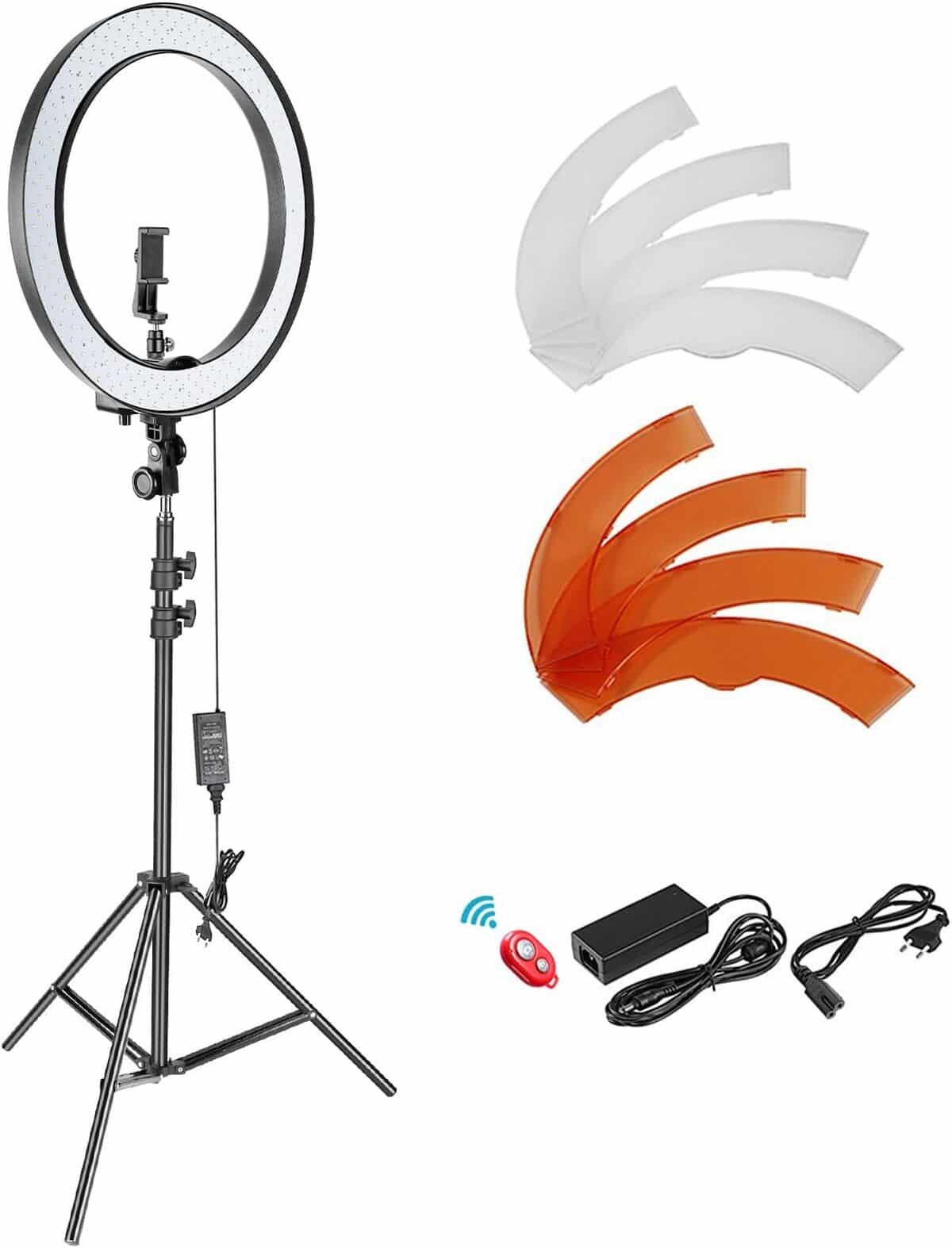 Test : neewer Kit ring light LED SMD 18'' avec trépied 200 cm