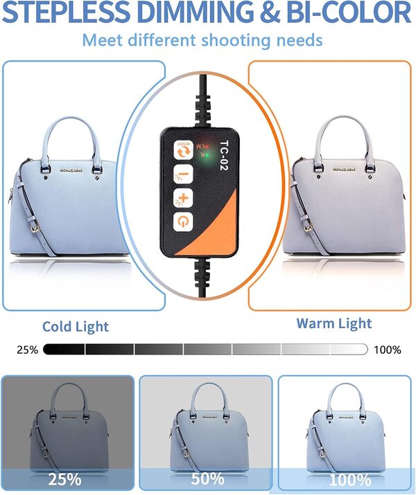 Boîte photo Travor bicolore pour studio photo, 100 cm, kit d'éclairage de table avec 252 lumières LED, 13 000 lm, 4 couleurs de fond pour photographie de produits