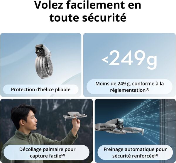 DJI Flip, Drone Caméra 4K UHD pour adultes, 249 g, Stabilisation de la Nacelle à 3 axes, Transmission vidéo sur 13 km, Décollage palmaire, Retour automatique, Temps de vol de 31 min, Vol intelligent