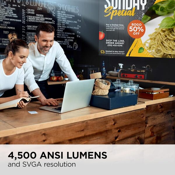 ViewSonic PA700S Vidéoprojecteur, 4500 ANSI Lumen, SVGA 800x600, Contraste 12.500:1, Image Jusqu’à 300 Pouces, HDMI x2, Correction trapézoïdale Automatique +/-40°, Haut-Parleur 3W