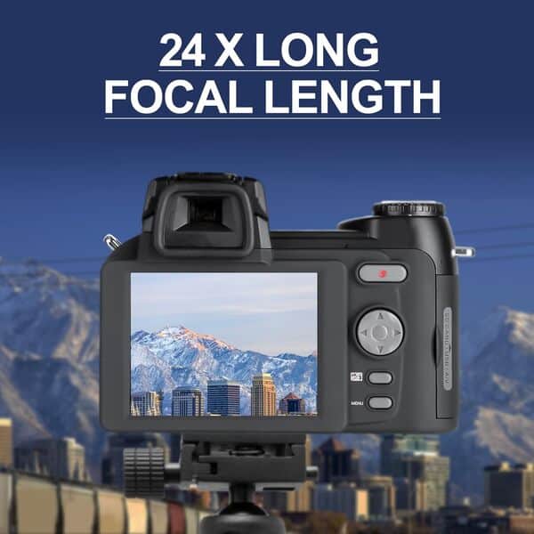 NBD Appareil Photo Reflex Numérique 33MP, caméra de Vlogging HD1080P avec Téléobjectif 24X, Objectif Grand Angle 0,5X et Lumière LED, Le Meilleur Appareil Photo pour Les Débutants (Noir)