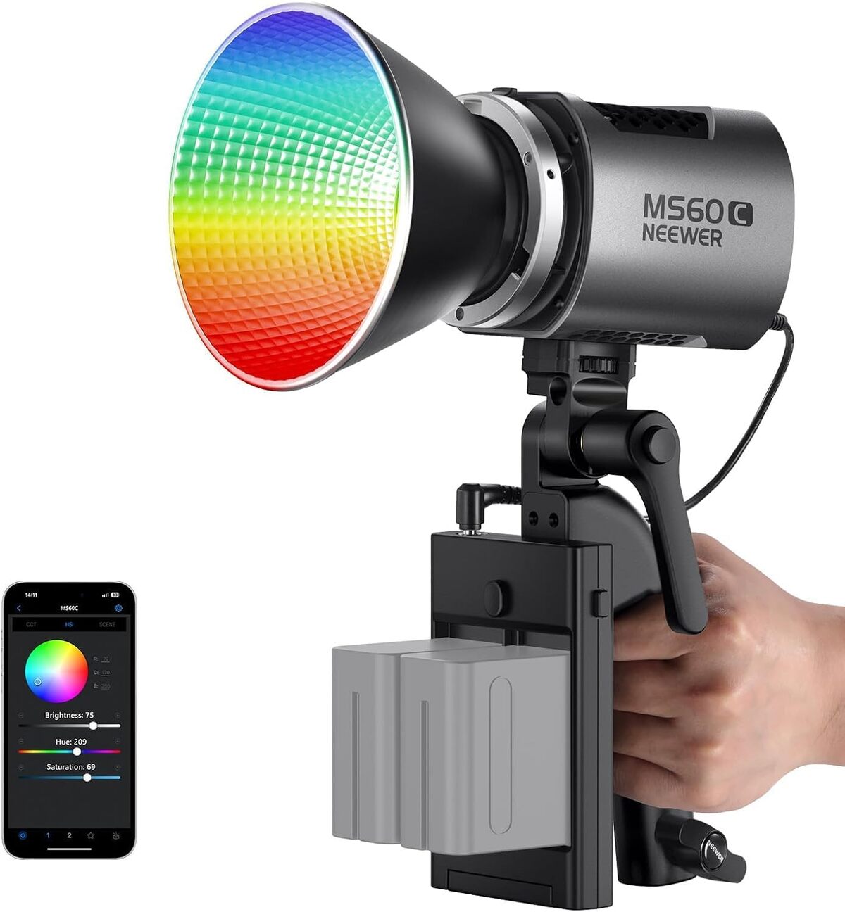 Test du NEEWER MS60C : éclairage vidéo RGB 65W innovant