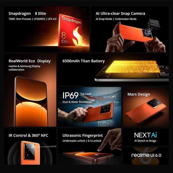 realme GT 7 Pro Téléphone Portable,12GB+256GB Smartphone 5G,Snapdragon 8 Elite,6,78