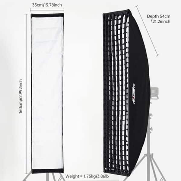 Découvrez notre analyse complète des boîtes à lumière Ambitful 35 x 160 cm et profitez d'une qualité d'éclairage exceptionnelle avec support Bowens pour vos projets créatifs.
