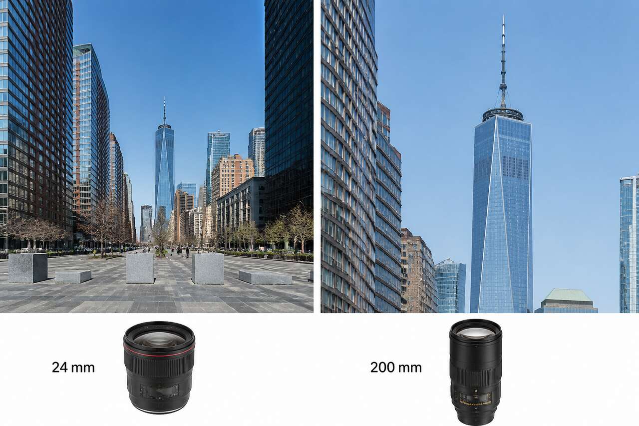 Angle de champ et cadrage : pourquoi 24 mm ne cadre pas comme 200 mm